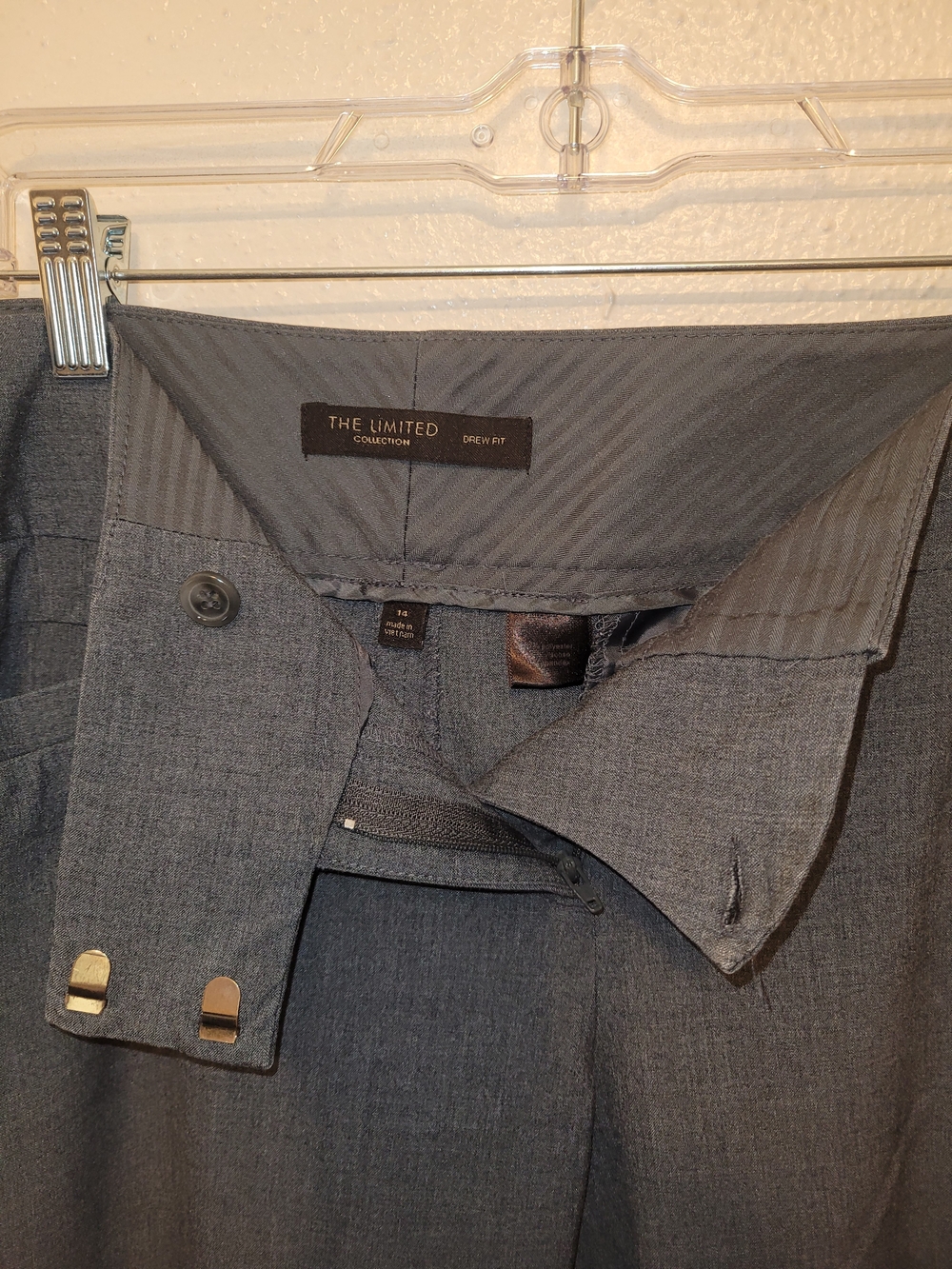 The Limited Drew Fit Gray Career Dress Pants Size 14 Stretch Trouser - Picture 8 of 8